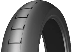 Gros plan de la bande de roulement Michelin Power SuperMoto 120/75 R16.5 Front TL Medium