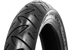 Gros plan de la bande de roulement Continental ContiRoad 100/80-17 52 S Front TL M/C